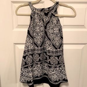 Black & White Patterned High Neck Tank Top